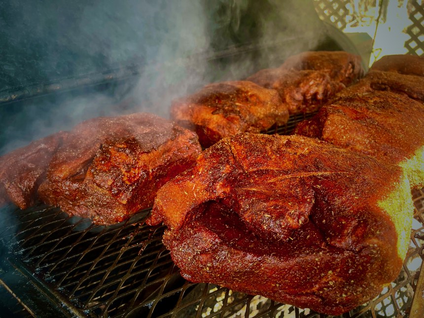 Smoked meats on the smoker at The Loft Tavern