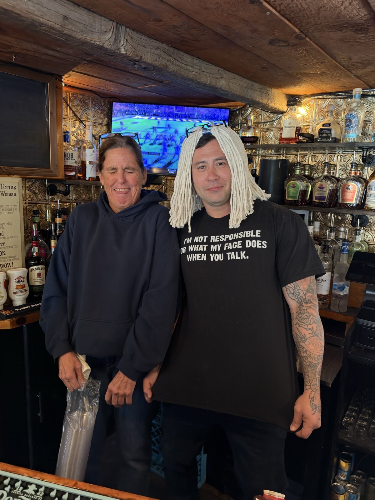 Wendy and her sister Wanda behind the bar at The Loft Tavern